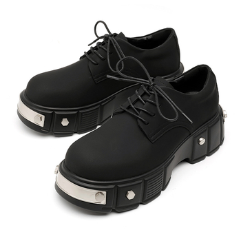 Storapadis „Muffin loafers“ vyriški maži, sunkiojo metalo odiniai bateliai, britiško stiliaus, suvarstomi „derby“ bateliai 22977-A