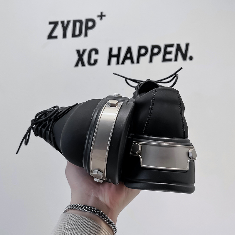 Storapadis „Muffin loafers“ vyriški maži, sunkiojo metalo odiniai bateliai, britiško stiliaus, suvarstomi „derby“ bateliai 22977-A