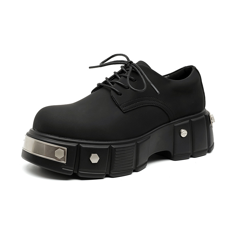 Storapadis „Muffin loafers“ vyriški maži, sunkiojo metalo odiniai bateliai, britiško stiliaus, suvarstomi „derby“ bateliai 22977-A