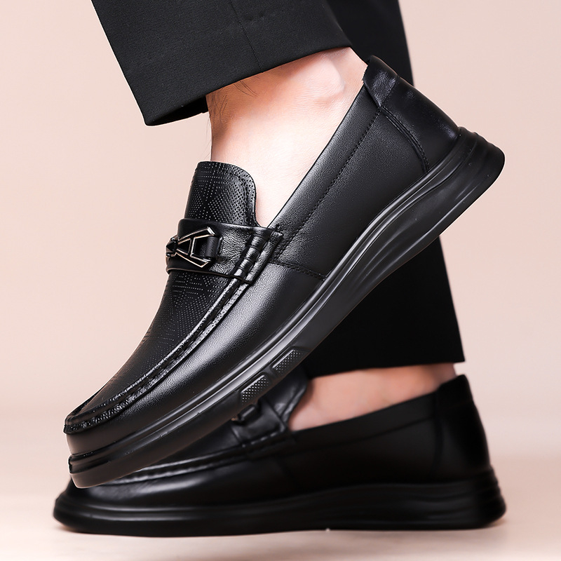 2025. gada pavasara un rudens jaunās pupiņu kurpes vīriešu biznesa ikdienas ādas kurpes vīriešu mīksta āda mīksta apakšdaļa īstas ādas elpojoši tēta apavi vīriešiem