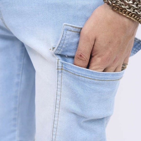 2024-es, határokon átnyúló, új férfi farmer, divatos, középhosszú nadrág, retró, egyszínű, mosott rövidnadrág, csinos rövidnadrág