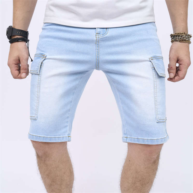 2024-es, határokon átnyúló, új férfi farmer, divatos, középhosszú nadrág, retró, egyszínű, mosott rövidnadrág, csinos rövidnadrág