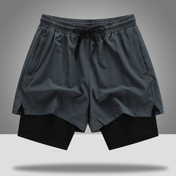 Piiriülesed Ameerika spordipüksid Meeste suvised spordipüksid vabas suuruses Võlts kaheosalised kergejõustiku korvpalli fitnessi kiiresti kuivavad lühikesed püksid