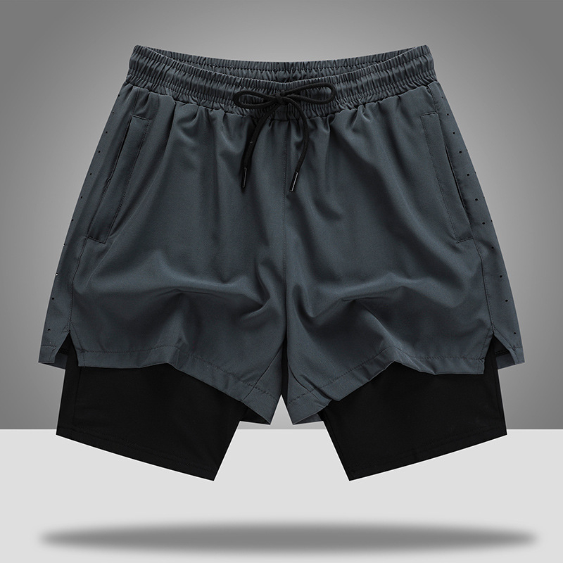 Piiriülesed Ameerika spordipüksid Meeste suvised spordipüksid vabas suuruses Võlts kaheosalised kergejõustiku korvpalli fitnessi kiiresti kuivavad lühikesed püksid