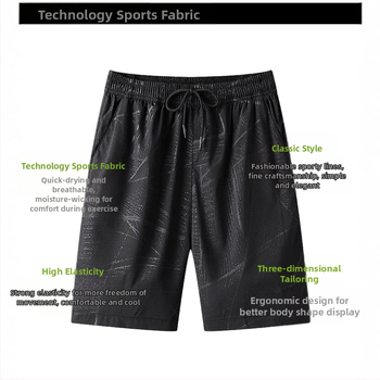 Lühikesed püksid meestele Kiirelt kuivavad suvised õhukesed meeste pluss-suuruses spordi-rannapüksid Lahtised elastsed püksid Uued jääsiidist jooksupüksid