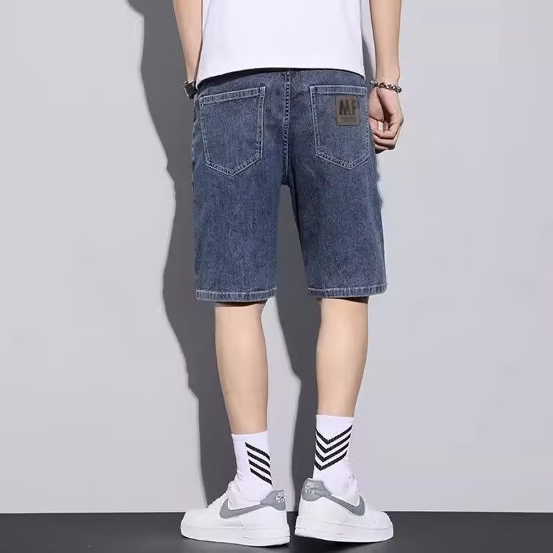 Meeste suvised õhukesed lahtised sirged lühikesed püksid, trendikad brändi universaalsed venivad vabaaja suvised keskmise pikkusega püksid meestele