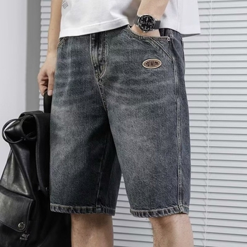 Amerikietiško stiliaus sunkiasvoriai retro džinsiniai šortai vyriški vasariniai laisvi tiesūs madingi firminiai plius dydžio kelnės laisvalaikio madingi firminiai vyriški kelnės