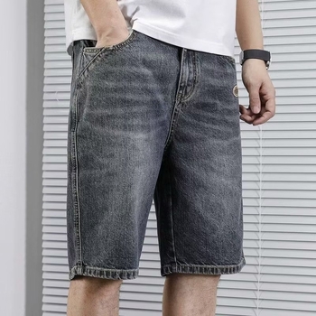 Amerikietiško stiliaus sunkiasvoriai retro džinsiniai šortai vyriški vasariniai laisvi tiesūs madingi firminiai plius dydžio kelnės laisvalaikio madingi firminiai vyriški kelnės