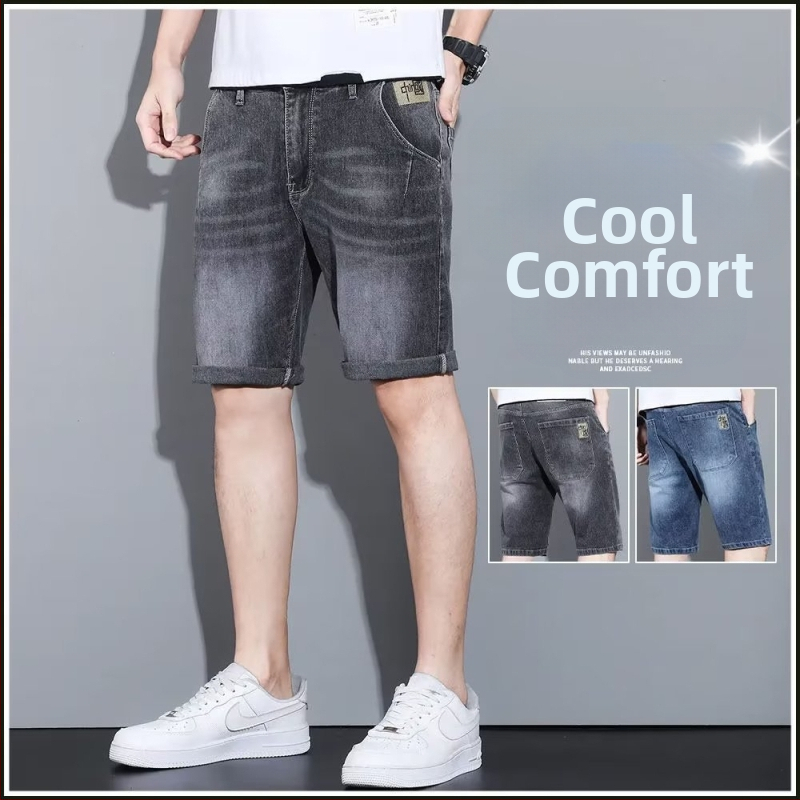 Trendy pánske stredne pásové mládežnícke mikroelastické letné módne strihy s roztrhanými nohavicami, džínsy so zipsom, prané