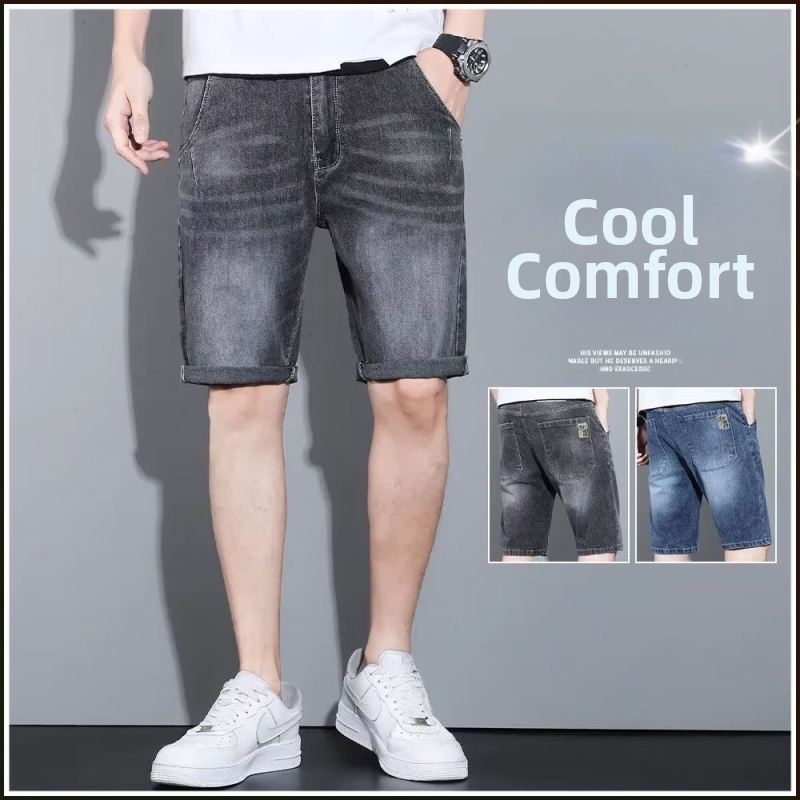 Trendy pánske stredne pásové mládežnícke mikroelastické letné módne strihy s roztrhanými nohavicami, džínsy so zipsom, prané