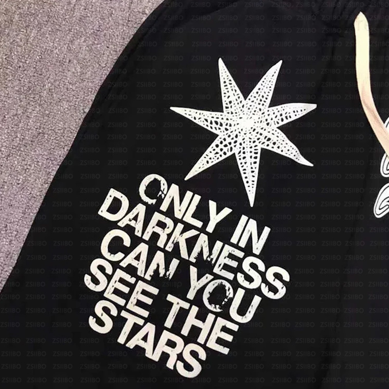 AliExpress Külkereskedelmi Amerikai stílusú Rés Sötét Személyiség Utcai Stílusú Nadrág Csillagmintás Sport Nadrág