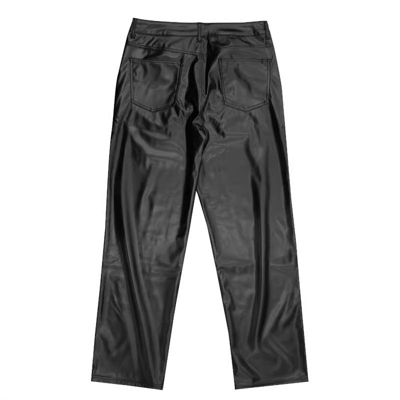 Amerikai stílusú, határokon átnyúló, legkelendőbb, laza, egyenes szárú, széles szárú férfi bőrnadrág, lezser, sokoldalú, divatos, strapabíró és trendi