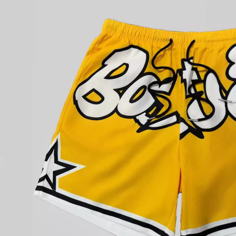 2024. aasta kuum müük 3D-digitaalprintimisega kollased meeste puhkusepüksid, meeste hingavad lühikesed püksid, lahtised rannapüksid