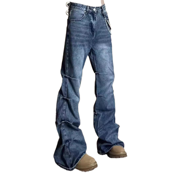 2024-es tavaszi és őszi amerikai stílusú retró, mosott, többszörösen rakott fazonú, egyenes csőből készült, régi mikroszálas nadrág