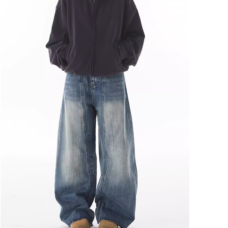 American Street Washed kasutatud teksad meestele kevad- ja sügisriided sirge ja lahtise lõikega Euroopa ja Ameerika stiilis tuulepüksid