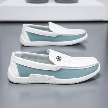 Pavasara un vasaras īstas ādas ikdienas Doug apavi vīriešu apavi pārrobežu korejiešu stila universāli elpojoši balti apavi vīriešu pēdu slinka mīlestība