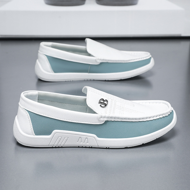 Pavasara un vasaras īstas ādas ikdienas Doug apavi vīriešu apavi pārrobežu korejiešu stila universāli elpojoši balti apavi vīriešu pēdu slinka mīlestība