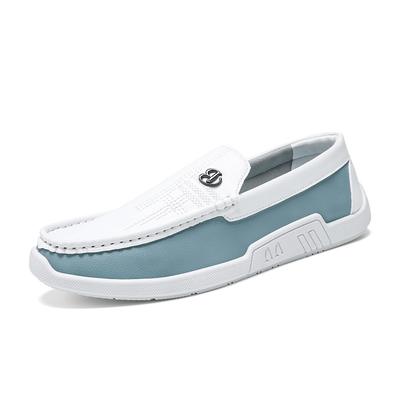 Pavasara un vasaras īstas ādas ikdienas Doug apavi vīriešu apavi pārrobežu korejiešu stila universāli elpojoši balti apavi vīriešu pēdu slinka mīlestība