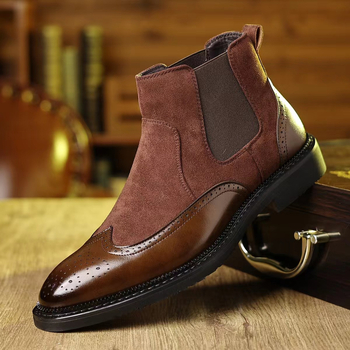 Cizme din piele pentru bărbați, mărimi mari, cizme Martin, cizme scurte casual britanice cu un singur pas, cizme Chelsea vintage confortabile, pantofi noi pentru bărbați