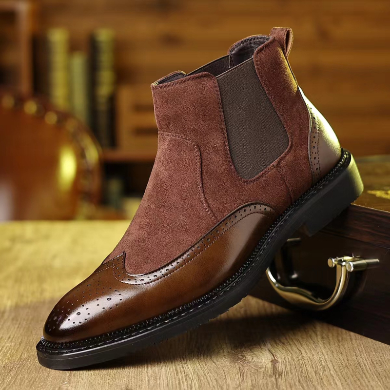 Cizme din piele pentru bărbați, mărimi mari, cizme Martin, cizme scurte casual britanice cu un singur pas, cizme Chelsea vintage confortabile, pantofi noi pentru bărbați