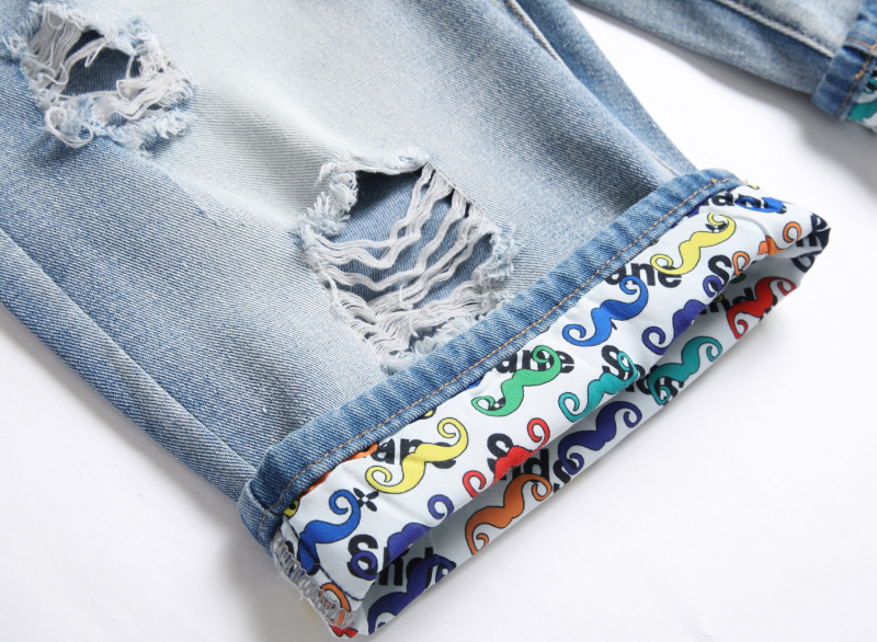 Spot 2023 Nyári új, kopott lyukú, ötös farmernadrág, személyre szabott, divatos, egyenes derekú nadrág