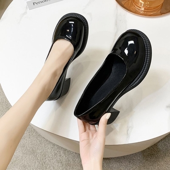 35-43-as méret, plus size női cipők, vastag talpú, szélesített egyszínű cipők, női 41-es vastag sarkú, minden mérethez illő Mary Jane cipők, kerek orrú, kis méretű bőrcipők