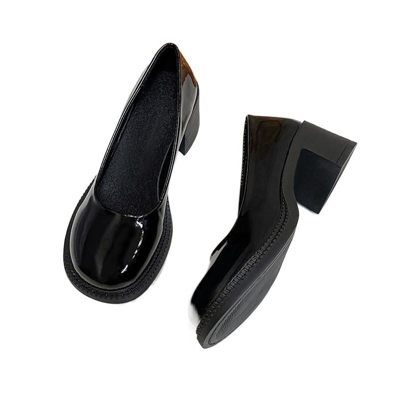 35-43-as méret, plus size női cipők, vastag talpú, szélesített egyszínű cipők, női 41-es vastag sarkú, minden mérethez illő Mary Jane cipők, kerek orrú, kis méretű bőrcipők