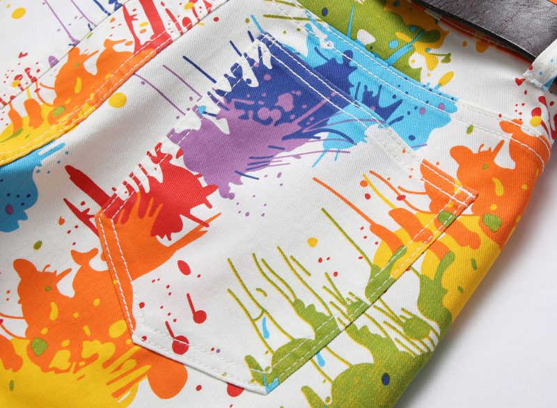 Eredeti európai és amerikai stílusú digitális nyomtatású, cukorka színű, rugalmas farmernadrág