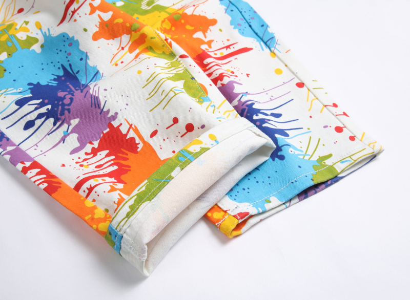 Eredeti európai és amerikai stílusú digitális nyomtatású, cukorka színű, rugalmas farmernadrág