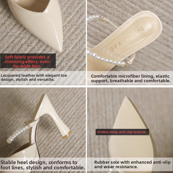 123-6 Baotou pusiau slydimo moteriški viršutiniai drabužiai 2025 m. vasarai nauji itin aukštakulniai basutės madingos basutės