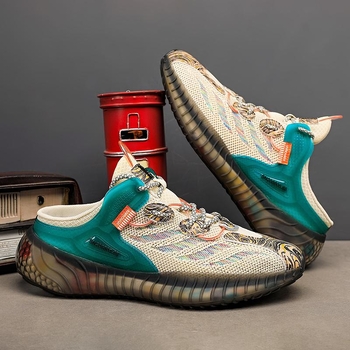 Sportiniai bateliai pavasariui su pusapvaliu dėklu, „Popcorn Flying Weaving“ [vienspalviai smėlio spalvos] Naujas