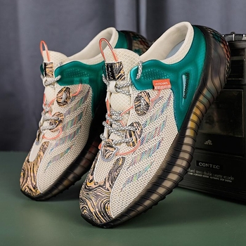 Sportiniai bateliai pavasariui su pusapvaliu dėklu, „Popcorn Flying Weaving“ [vienspalviai smėlio spalvos] Naujas