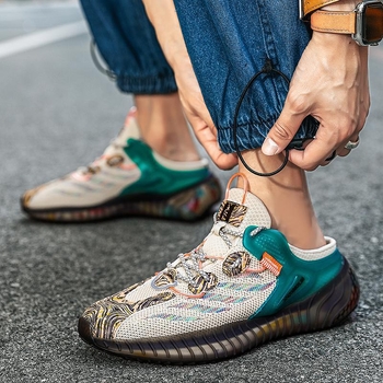 Sportiniai bateliai pavasariui su pusapvaliu dėklu, „Popcorn Flying Weaving“ [vienspalviai smėlio spalvos] Naujas