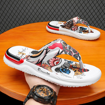 Határokon átnyúló új papucsok, flip-flopok, férfi nyári flip-flopok, férfi kínai stílusú, nemzeti divatos, alkalmi, csúszásmentes strandcipők