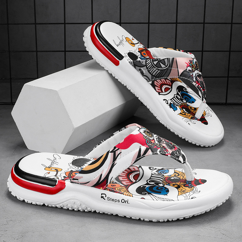 Határokon átnyúló új papucsok, flip-flopok, férfi nyári flip-flopok, férfi kínai stílusú, nemzeti divatos, alkalmi, csúszásmentes strandcipők