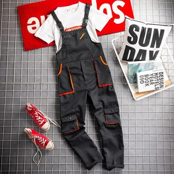 Japán stílusú retró nadrág, férfi laza, egyenes szabású overál, divatos, minden színben kontrasztos, lezser, széles szárú nadrágtartóval