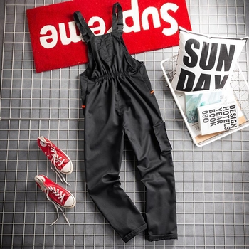 Japán stílusú retró nadrág, férfi laza, egyenes szabású overál, divatos, minden színben kontrasztos, lezser, széles szárú nadrágtartóval