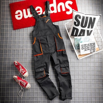 Japán stílusú retró nadrág, férfi laza, egyenes szabású overál, divatos, minden színben kontrasztos, lezser, széles szárú nadrágtartóval