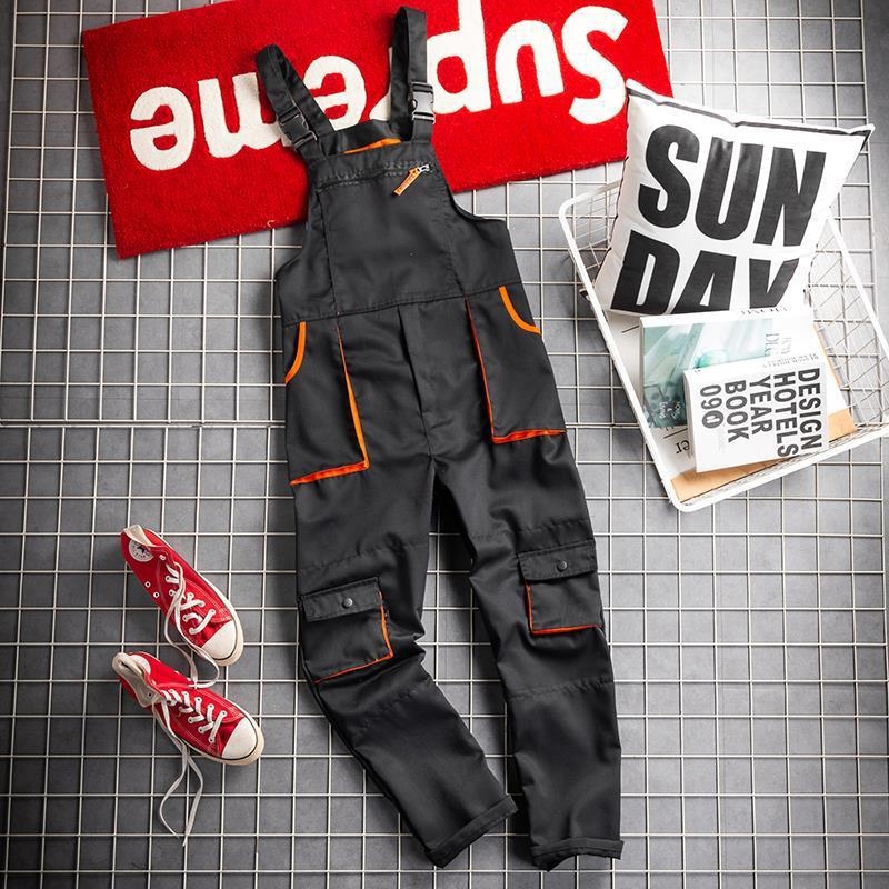 Japán stílusú retró nadrág, férfi laza, egyenes szabású overál, divatos, minden színben kontrasztos, lezser, széles szárú nadrágtartóval
