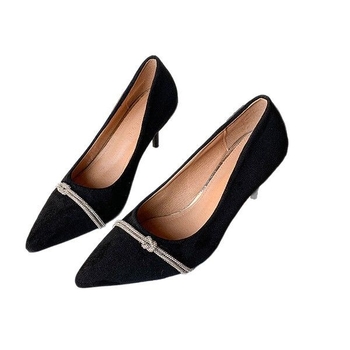 Υψηλής ποιότητας μικρά αρωματικά γυναικεία παπούτσια υφής 2025 άνοιξη και φθινόπωρο νέα μόδα επαγγελματικά ψηλοτάκουνα με μυτερό στρας, ωραίο ντοκιμαντέρ