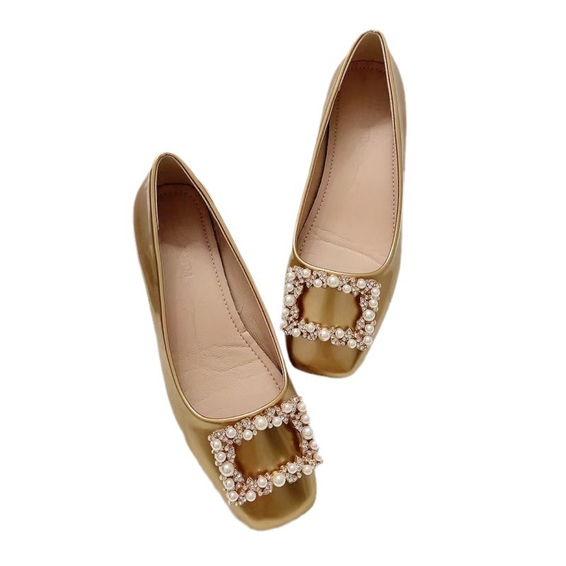 Francia szögletes orrú, sekély szájú, egyetlen cipő női 2024 tavaszi kis illatú stílus vastag sarok puha talpú vízálló gyémánt csat elegáns Mary Jane magas sarkú cipő