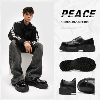 Nahkkingad meestele Explosions Retro Derby Advanced Niche Design Briti stiilis paksu põhjaga vabaaja ülikoolilinnaku suurpea nahkkingad Z23