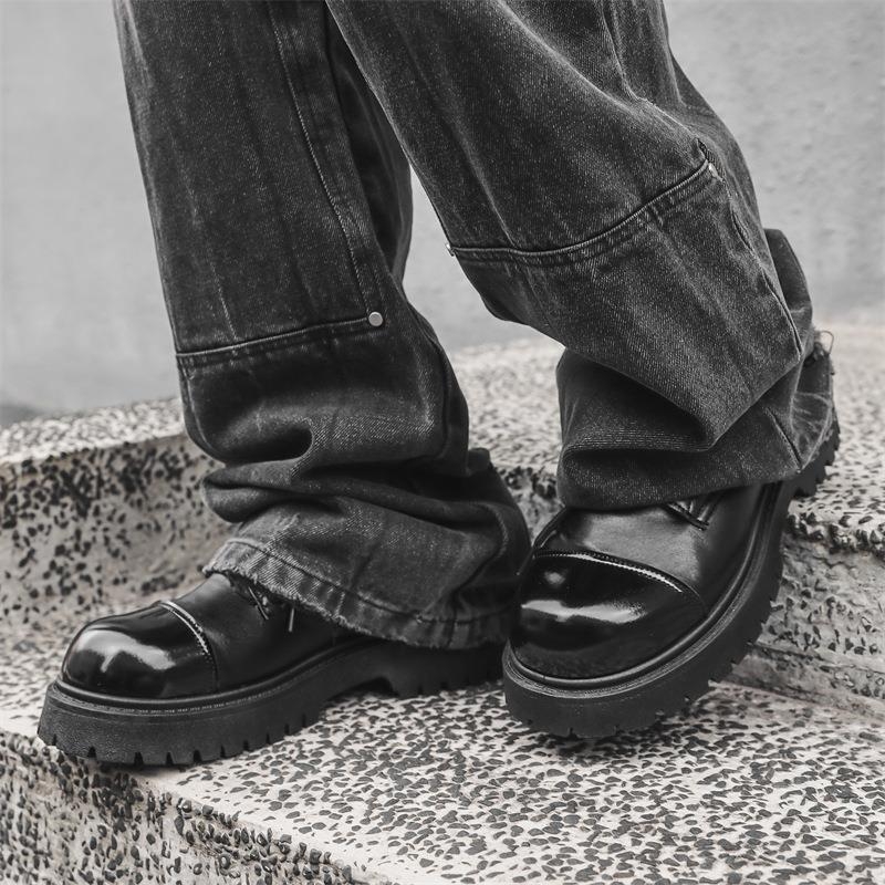 Nahkkingad meestele Explosions Retro Derby Advanced Niche Design Briti stiilis paksu põhjaga vabaaja ülikoolilinnaku suurpea nahkkingad Z23