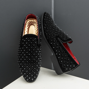 Кожени обувки за мъже, британски заострени, с пайети, комплект за крака в корейски стил, модни обувки за сватба