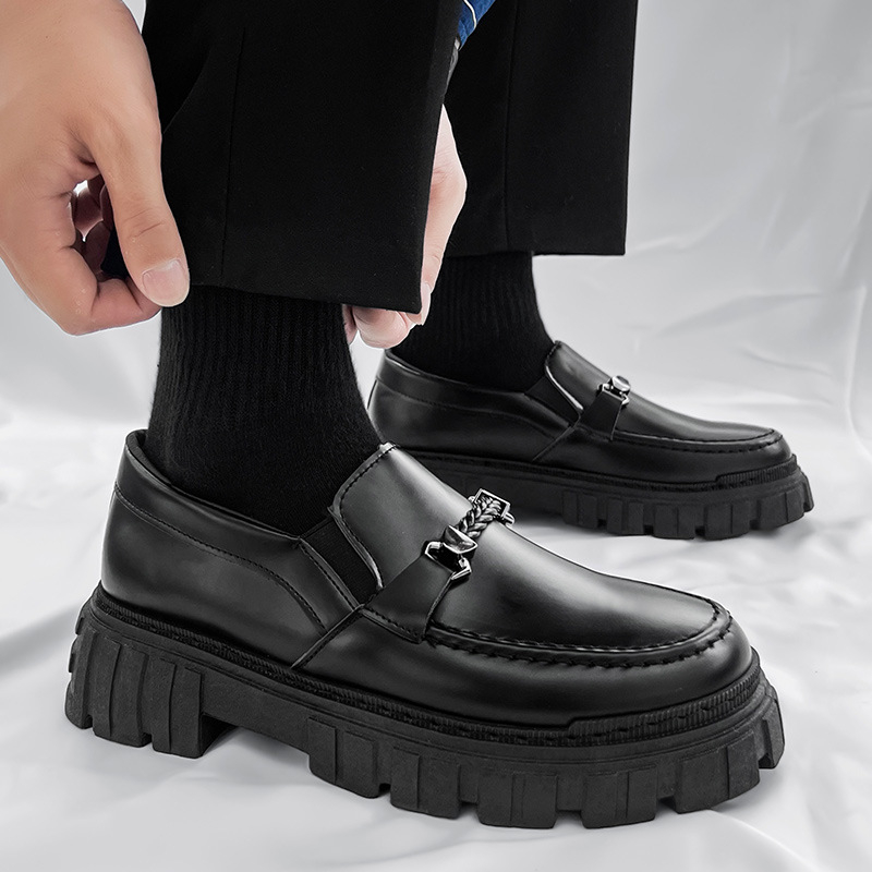 Kevad 2025 Briti stiilis nahkkingad Meeste paksu tallaga kingad Madalad pealispinnaga sussid Mokassiinid Ühe säärega vabaaja meeste kingad