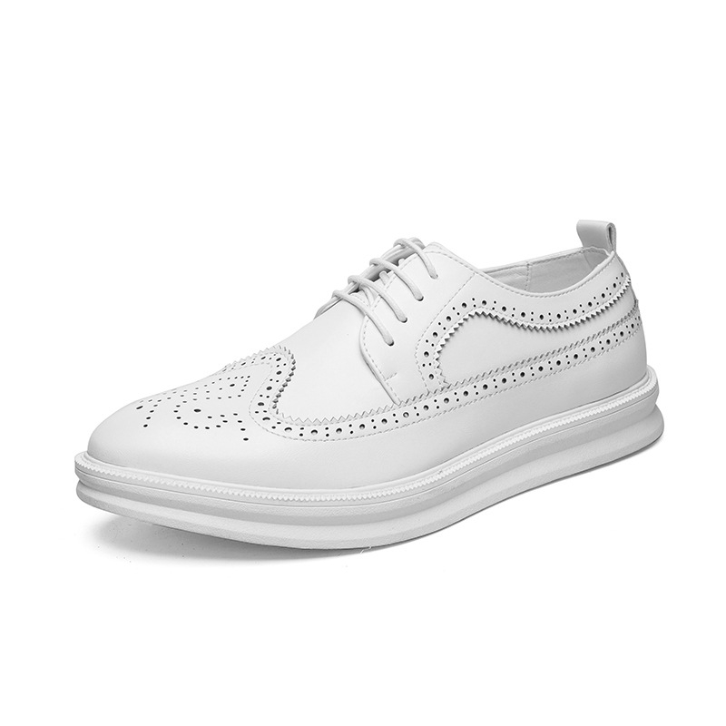 Didmeninė prekyba vyriškais odiniais batais 2022 m. jaunimo pavasario ir rudens korėjietiški laisvalaikio batai su brogue platforma, balti odiniai batai vyrams