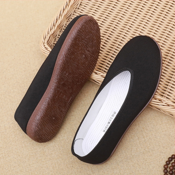 Pantofi de pânză vechi din Beijing, pantofi de pânză cu gură rotundă și plată pentru bărbați de vârstă mijlocie și bătrâni, pantofi de pânză kung fu tai chi, pantofi de pânză neagră, pantofi casual en-gros