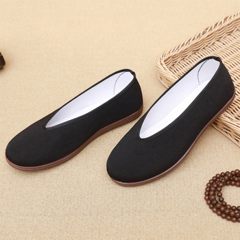 Pantofi de pânză vechi din Beijing, pantofi de pânză cu gură rotundă și plată pentru bărbați de vârstă mijlocie și bătrâni, pantofi de pânză kung fu tai chi, pantofi de pânză neagră, pantofi casual en-gros