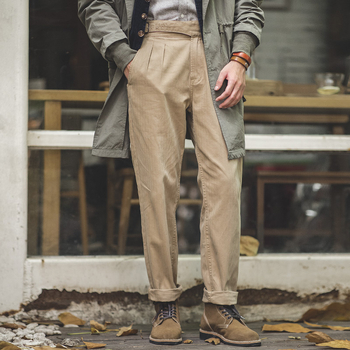 Madden Workwear American Retro Gorg nadrág, magas derekú, egyenes szárú, dupla rakott öltönynadrág, Curaca férfi őszi munkaruha