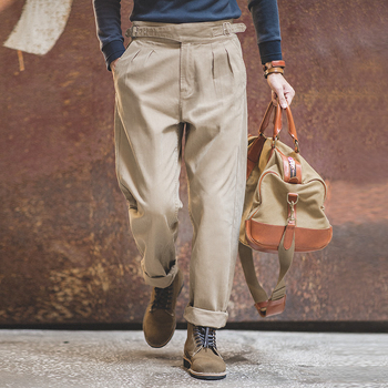 Madden Workwear American Retro Gorg nadrág, magas derekú, egyenes szárú, dupla rakott öltönynadrág, Curaca férfi őszi munkaruha